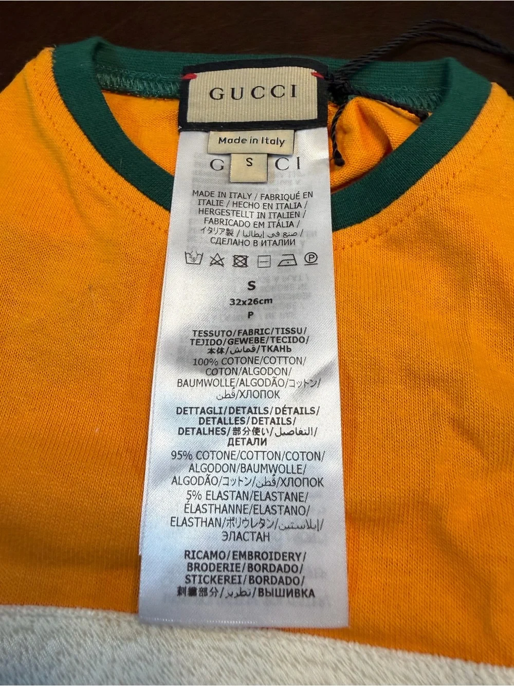 New Authentic Gucci GG Logo Dog Shirt Clothes Gold Green Size S